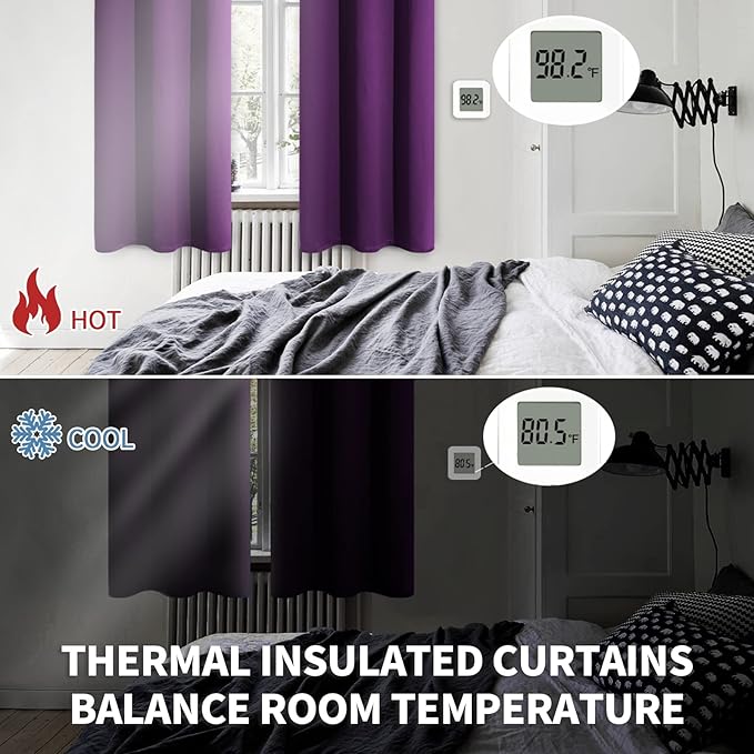 BGment Blackout Curtains - Grommet Thermal Insulated Room Darkening Bedroom and Living Room Curtain, Set of 2 Panels (38 x 45 Inch, Purple)