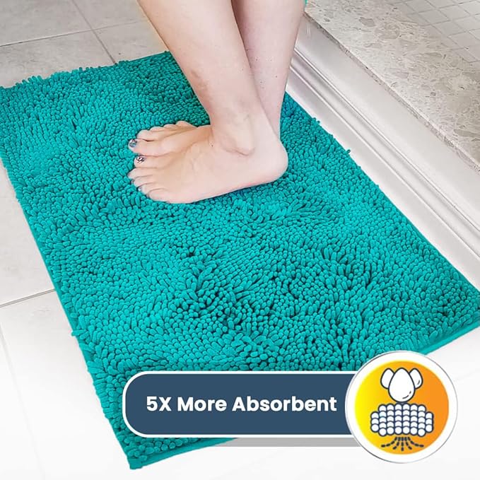 Muddy Mat® | Super Absorbent Door Mat Indoor, Microfiber Quick Dry Chenille Entryway Rug, Non-Slip Front Door Mat, Indoor Mats for Entryway, Machine Washable Pet Rug, Teal 36"x60"