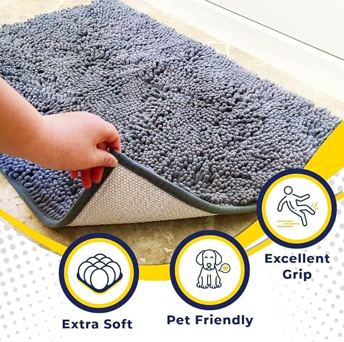 Muddy Mat® | Super Absorbent Door Mat Indoor, Microfiber Quick Dry Chenille Entryway Rug, Non-Slip Front Door Mat, Indoor Mats for Entryway, Machine Washable Pet Rug, Baby Blue XL 36"X60"
