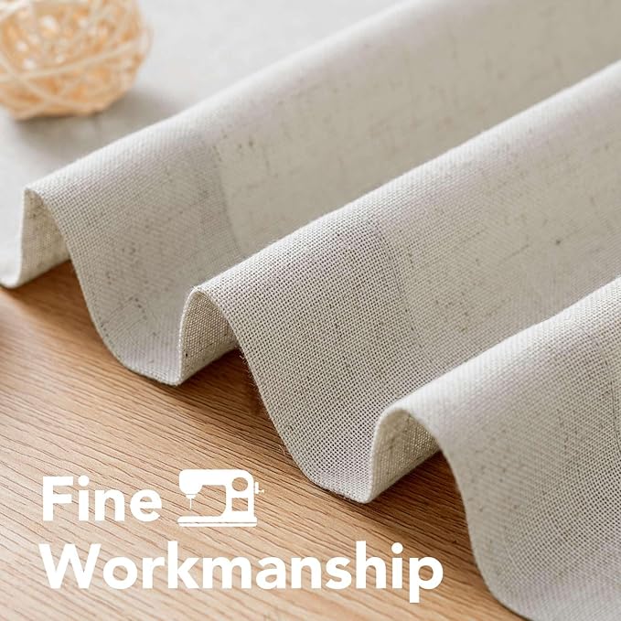 H.VERSAILTEX Living Room Linen Curtains - Semi Sheer, Nickel Grommet, Energy Saving, Light Filtering Window Treatments - Pale Oak, 2 Panels, 52 x 54-Inch