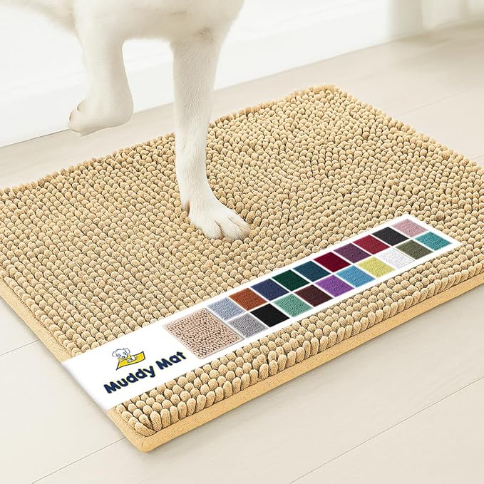 Muddy Mat® | Super Absorbent Door Mat Indoor, Microfiber Quick Dry Chenille Entryway Rug, Non-Slip Front Door Mat, Indoor Mats for Entryway, Machine Washable Pet Rug, Beige XXXL 72"X48"