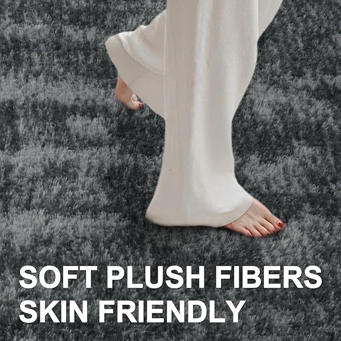 9x12 Ft Extra Large Shag Rugs for Living Room, Ultra Soft Fluffy Furry Area Rugs for Bedroom Indoor Floor, Aesthetic Carpet for Kids Home Decor (Grey)