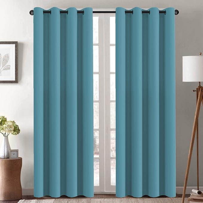 H.VERSAILTEX Blackout Curtain for Living Room Thermal Insulated Window Treatment Curtain Extra Long 96 inch Length Energy Saving Solid Grommet Top Blackout Drape, One Panel, Storm Blue, 52" W x 96" L