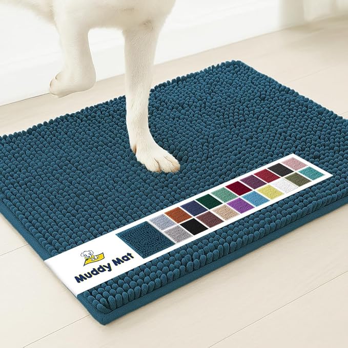 Muddy Mat® | Super Absorbent Door Mat Indoor, Microfiber Quick Dry Chenille Entryway Rug, Non-Slip Front Door Mat, Indoor Mats for Entryway, Machine Washable Pet Rug, Atlantic Blue XXXL 72"X48"