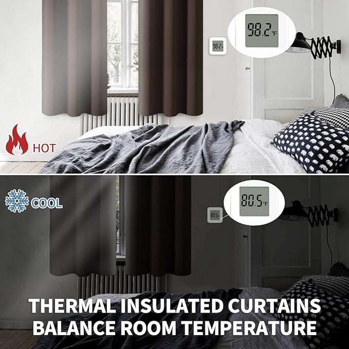 BGment Blackout Curtains - Grommet Thermal Insulated Room Darkening Bedroom and Living Room Curtains, Set of 2 Panels (52 x 108 Inch, Brown)