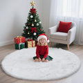 yulidayang White Fluffy Round Area Rugs for Bedroom,6'X6'Shag Circle Area Rugs for Girls Room,Non Slip Fuzzy Plush Rug for Kids Room Living Room and Dorm Home Decor Rug