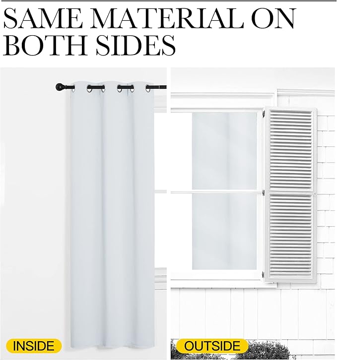 NICETOWN Room Darkening Curtain Panels for Bedroom, Easy-Care Solid Thermal Insulated Room Darkening Draperies/Drapes (Greyish White, 2 Panels, 34 by 84)