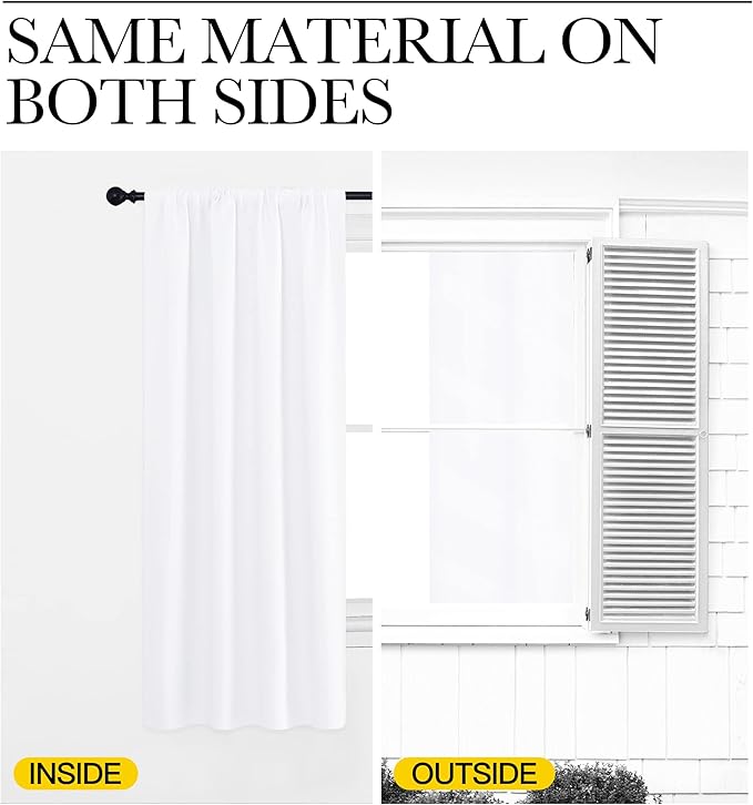 NICETOWN White Bedroom Curtain Panels - Multi-Function Noise Reducing Performance Window Treatment Thermal Insulated Rod Pocket Room Darkening Drapes for Nursery (2 Panels, 52 by 84)