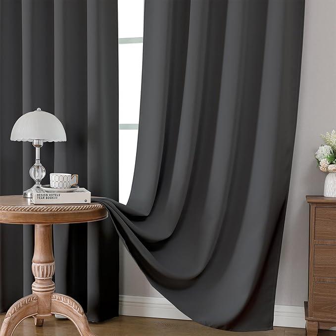 CUCRAF Dark Grey Blackout Curtains Customize, Rod Pocket Room Darkening Curtain for Bedroom Living Room, Thermal Insulated Window Drapes 1 Panel (Custom Size, Color)