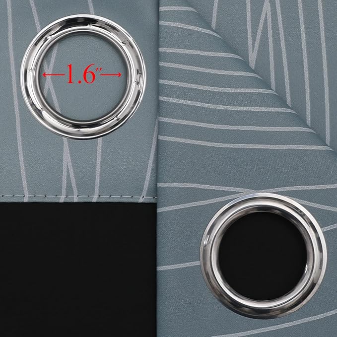 Estelar Textiler Stone Blue and Grayish White Blackout Curtains 108 Inches Long, Thermal Insulated Drapes for Bedroom, Full Light Blocking Energy Saving Long Curtains for Living Room,52Wx108L,2 Panels