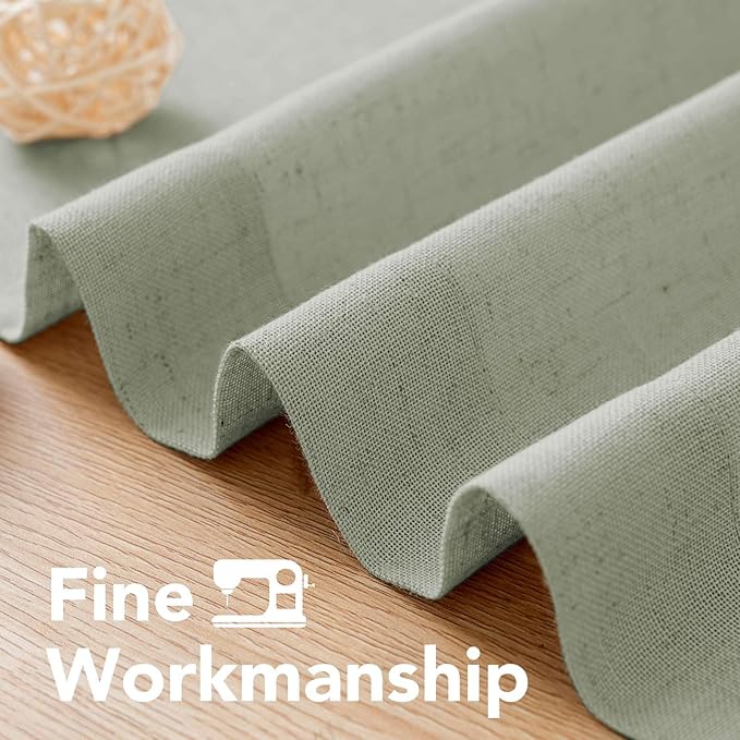 H.VERSAILTEX 2 Pack Ultra Luxurious High Woven Linen Elegant Curtains Semi Sheer Grommet Curtain Panels Light Filtering Privacy Panels Drapes, Nickel Grommet, Extra Long 52x108-Inch, Sage