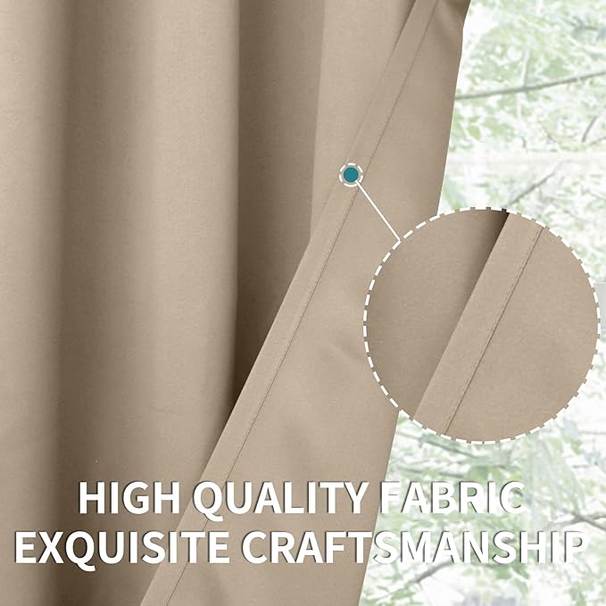 BGment Blackout Curtains - Grommet Thermal Insulated Room Darkening Bedroom and Living Room Curtains, Set of 2 Panels (38 x 54 Inch, Sand)