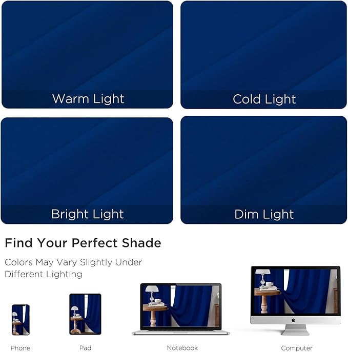 CUCRAF Royal Blue Blackout Curtains 63 inch Length 2 Panels Set, Rod Pocket Room Darkening Drapes for Bedroom Living Room, Insulated Thermal Light Blocking Window Curtain (W52 x L63 Inch)