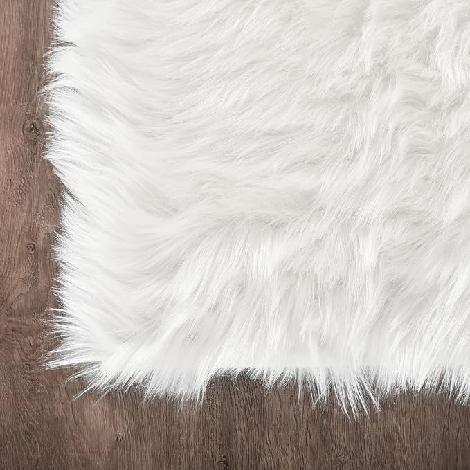 Latepis 10x14 Area Rugs White Faux Fur Washable Super Large Rug for Living Room Fluffy Shag Bedroom Rug Sheepskin Rugs for Sofa Office Entertainment Room, Rectangle