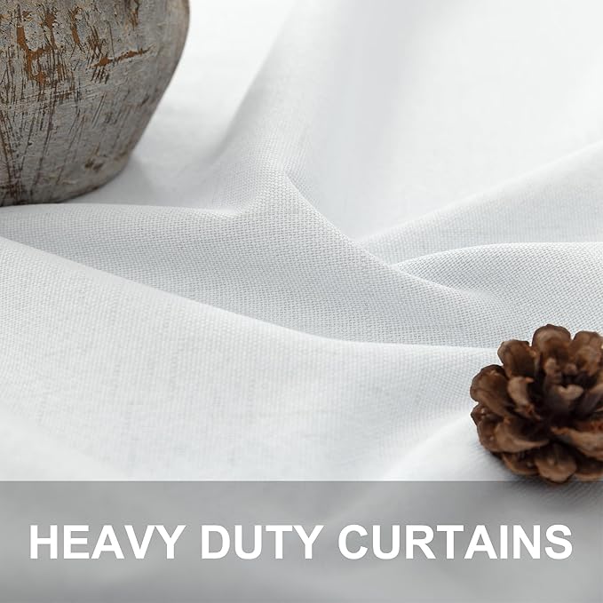 Unique Blackout Curtains 86 Inches Long for Living Room Darkening Curtains for Bedroom Mid Century Modern Decor Custom Draft Blocking White Privacy Curtain for Windows Extra Wide Closet Cover 2 Panels