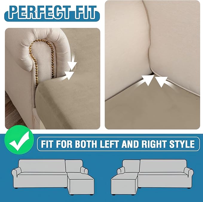 Couch Cover Stretch Velvet Sofa Cushion Cover 1-Piece - Elastic Washable Slipcover for Seat or Backrest, Couch Seat Covers for Sofas (Leather Brown)