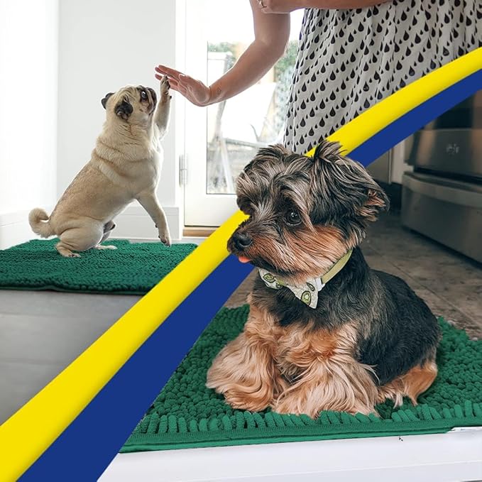 Muddy Mat® | Super Absorbent Door Mat Indoor, Microfiber Quick Dry Chenille Entryway Rug, Non-Slip Front Door Mat, Indoor Mats for Entryway, Machine Washable Pet Rug, Dark Green XXXL 72"X48"