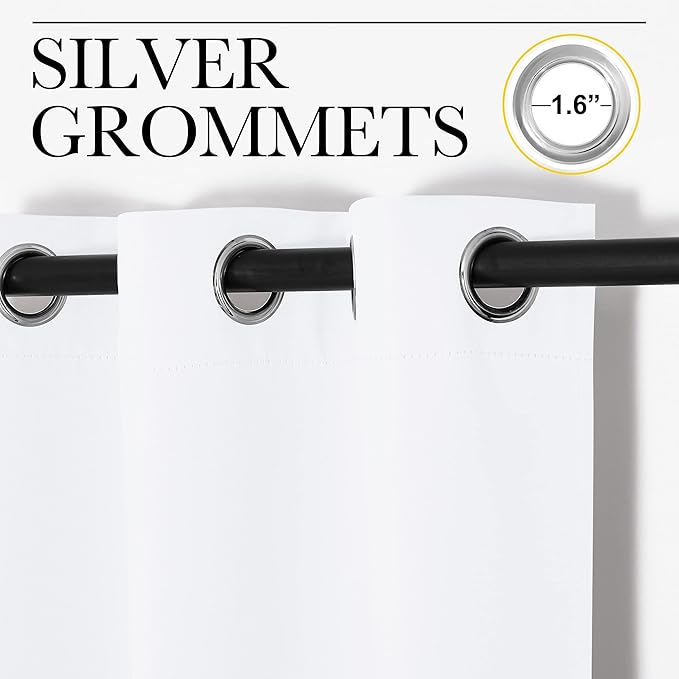 NICETOWN Long White Curtains for Patio - Home Decoration Grommet Top Drapes, White Bedroom Panels (42 inches Wide x 95 inches Long, White, 2 Panels)