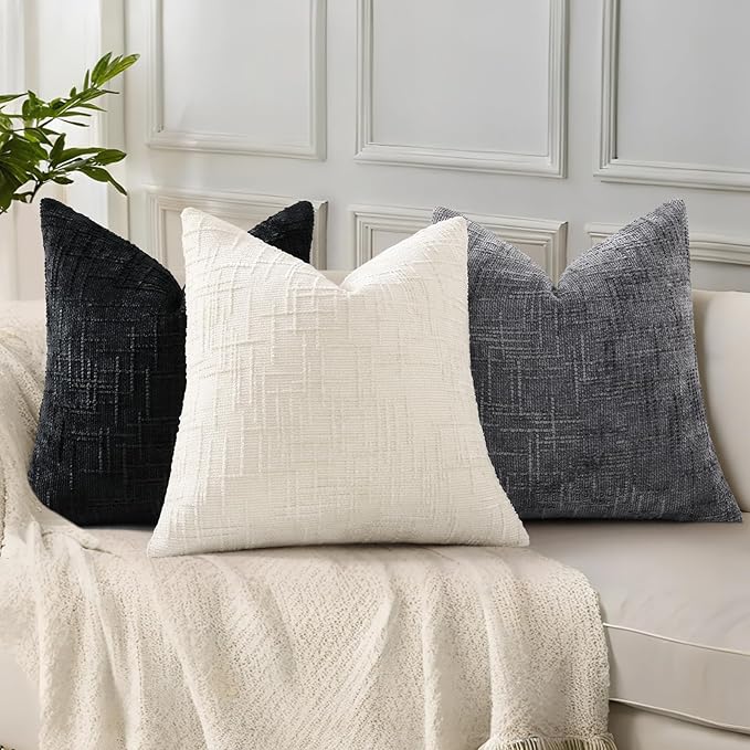 decorUhome Summer Cream White Chenille Throw Pillow Covers 12x20 Set of 2 Textured Soft Cozy Slubby Couch Pillow Covers Modern Farmhouse Boho Decorative Pillow Cases for Bed Sofa Living Room