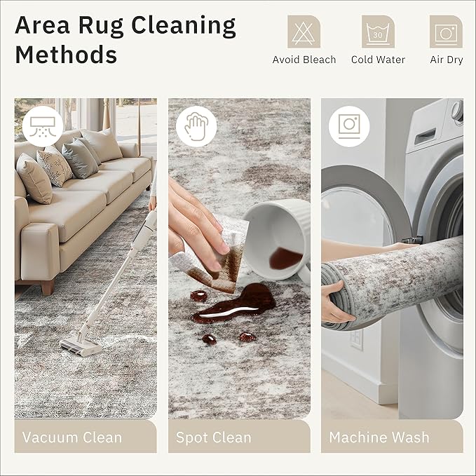 Soalmost 2x3 Abstract Washable Rugs for Kitchen, Floor, Entryway, Powder Room Small Area Rug Non-Slip Vintage Low Pile Throw Door Mat Pink Grey
