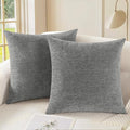 CaliTime Throw Pillow Covers Decorative 24 X 24 Inches Pack of 2 Cozy Chenille Cushion Cases for Couch Sofa Bed Living Room Home Medium Grey