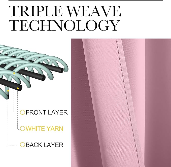 NICETOWN Blackout Curtains for Bedroom, Blackout Curtain Panels, Rouge Pink, 1 Pair, 42 by 45-inch, Window Treatment Energy Saving Thermal Insulated Solid Rod Pocket Blackout Drapes/Draperies
