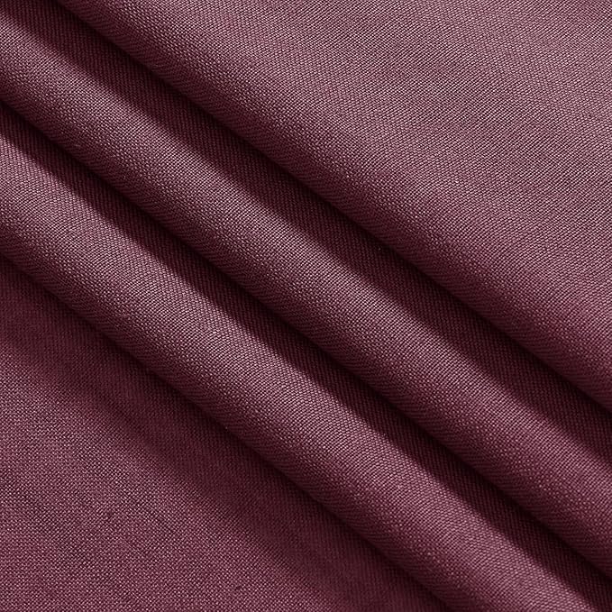 Nanspring Burgundy Linen 112 Inch Curtains for Living Room Light Filtering Semi Sheer Curtain Back Tab Vintage Boho Decor Elegant Drapes Floor to Ceiling High Window for Bedroom 52x112, 2 Panels