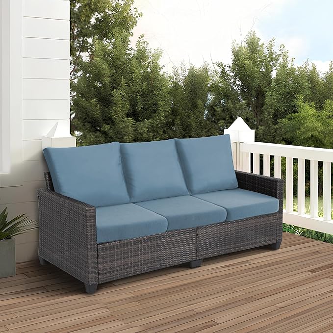 Water Repellent Sofa Seat Slipcovers Stretch Cushion Covers, Seaters Replacement for Furniture Protector, Soft Flexibility with Elastic Bottom (Small, Dusty Blue)