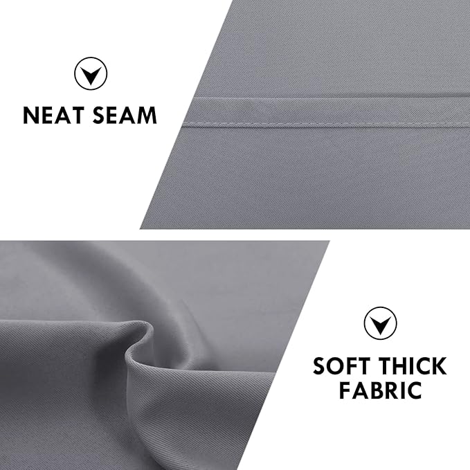 DWCN Blackout Curtains Thermal Insulated Energy Saving Bedroom and Kitchen Curtains Window Treatments, W 38 x L 45 Inch, Set of 2 Grey Rod Pocket Drapes