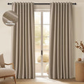 Topfinel 102 Inches Long Custom Blackout Linen Curtains, Pinch Pleated Noise Cancelling Curtains with Pin Hooks for Traverse Rods, Earth Tone Viral Drapes 2 Panels for Living Room Master Bedroom
