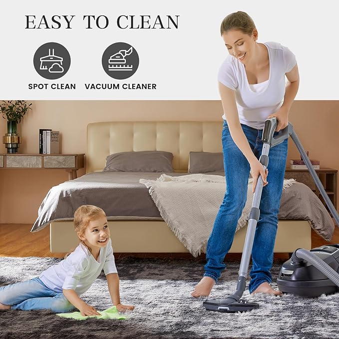 Shag Area Rugs for Living Room 5x7 Feet, Upgrade Anti-Skid Rectangular Cozy Rug, Indoor Floor Carpet for Kids Boys Girls Dorm Bedroom Playroom, Home Decor Aesthetic, Tie-Dyed Dark Gray