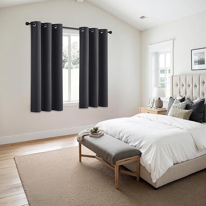 MIULEE Dark Grey Blackout Curtains - Bedroom Window Treatment Curtains Thermal Insulated Room Darkening Drapes for Living Room Kitchen Grommet Top Light Blocking Drapery, 40 x 54 Inches Long, 2 Panels