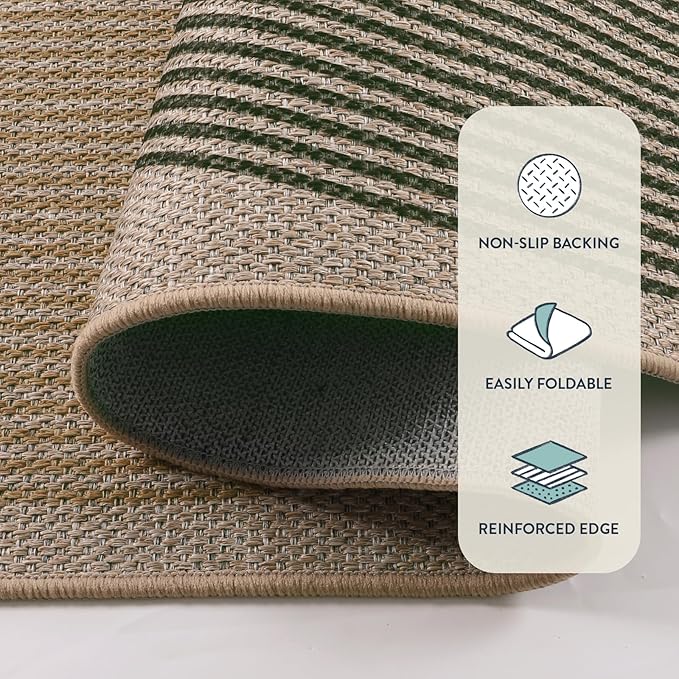 Lahome Enfys Modern Rainbow Easy Jute Rug, 8x10 Living Room Rug Indoor Outdoor Patio Farmhouse Large Area Rug, Contemporary Non Slip Non Shedding Carpet for Bedroom Backyard Dining Room