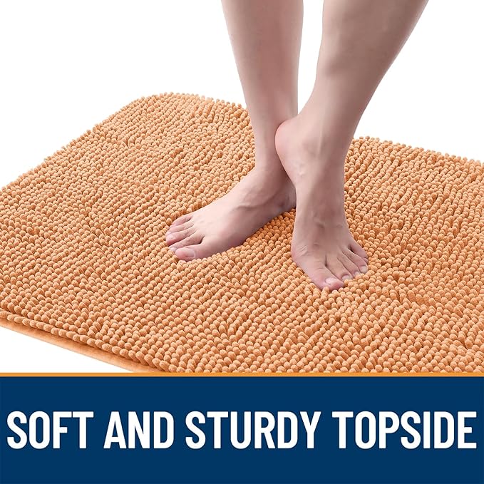 OLANLY Dog Door Mat for Muddy Paws 45x27, Absorbs Moisture and Dirt, Absorbent Non-Slip Washable Doormat, Quick Dry Chenille Mud Mat for Dogs, Entry Indoor Entryway Carpet for Inside Floor, Orange