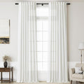Linen Off White Curtains 145 inch Extra Long for Living Room Back Tab Light Filtering Sheer Drapes Modern Farmhouse Coastal Decor Cotton Textured Curtain for Floor to Ceiling High Window 52x145