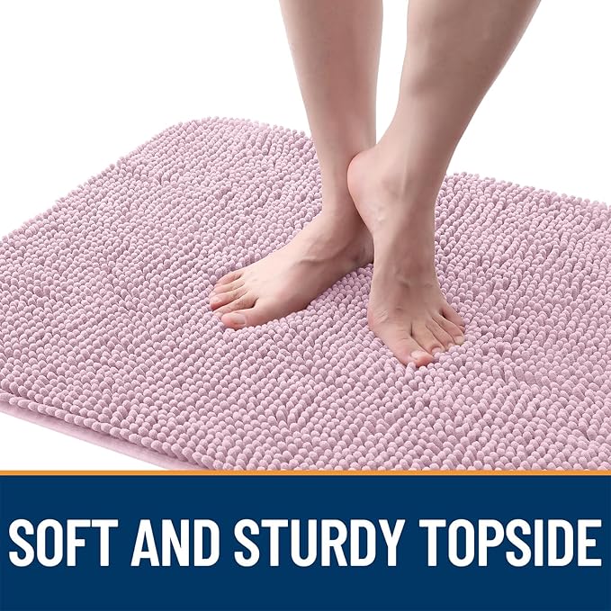OLANLY Dog Door Mat for Muddy Paws 59x24, Absorbs Moisture and Dirt, Absorbent Non-Slip Washable Doormat, Quick Dry Chenille Mud Mat for Dogs, Entry Indoor Entryway Carpet for Inside Floor, Dusty Rose