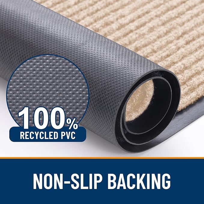 OLANLY Front Door Mat Indoor Outdoor Entrance, Waterproof Heavy Duty Doormat, Fade Resistant, Low Profile, Easy Clean Patio Porch Welcome Floor Mats for Entry, 71x34, Beige