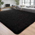Chicrug Soft Area Rugs for Bedroom Living Room Plush Fluffy Rug 9x12 Feet, Shag Furry Area Rug Carpet Non Shedding for Nursery Children Kids Girls Room Home Decorative, Black