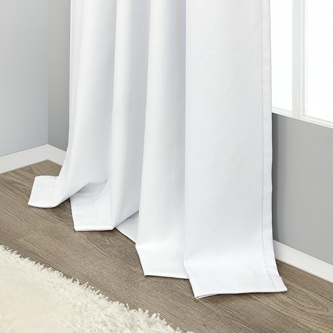 Long Curtain for Living Room 2 Panel Burg Custom 105 Inch Length Light Blocking Decorative White Lace Vintage Cute Blackout Curtain for Bedroom Aesthetic Thermal Dark Out Drape Heavy Duty Fabric Thick