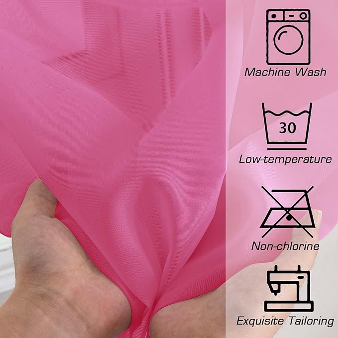 OWENIE Hot Pink Sheer Curtains for Bedroom Living Room 72 Inches Long 2 Panels Set, Modern Light Filtering Sheer Curtain Rod Pocket Clear Drapes for Window Sliding Door, Hot Pink, Each 42 x 72 Inch
