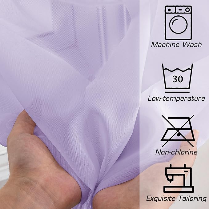 OWENIE Light Purple Sheer Curtains 63 inch Length 2 Panels Set, Rod Pocket Light Filtering Fimly Sheer Curtains for Bedroom Living Room, Soft Solid Color Voile Sheer Curtains, 42Wx63L inch