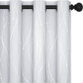 Deconovo Kitchen Curtains, Room Darkening Drapes, Thermal Insulated Soundproof Grommet Drape, Silver Wave Dots Print, 52 x 45 Inch, Machine Washable Window Panels for Small Windows Nursery, Set of 2