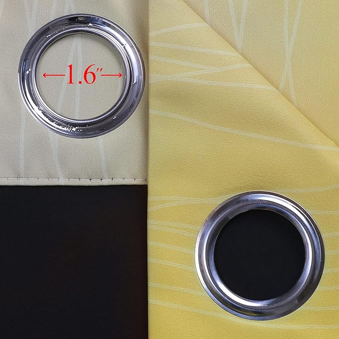 Grey and Yellow Blackout Curtains 84 Inch Length 2 Panels Set, 100% Blackout Curtains for Living Room, Thermal Insulated Gradient Drapes, Full Light Blocking Ombre Curtains for Boys Bedroom,42x84Inch