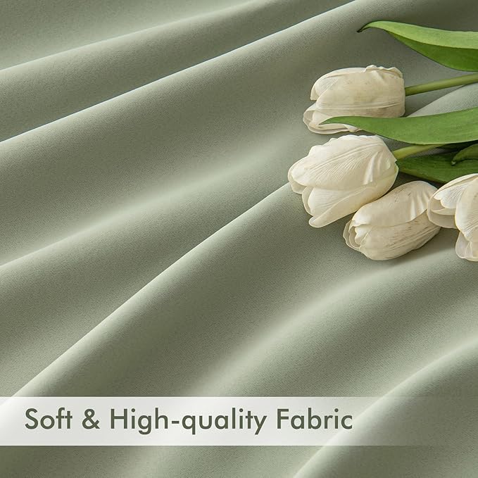 MIULEE Back Tab Sage Green Curtains 108 Inch Long 2 Panels Set for Living Room Bedroom Privacy, Rod Pocket/Pinch Pleated Light Blocking Extra Long Thermal Insulated Room Darkening Blackout Drapes