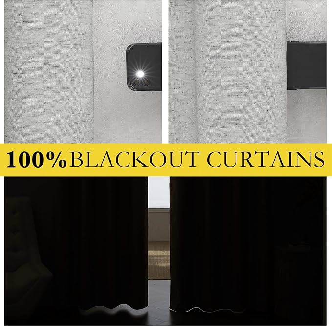 NICETOWN Grey Full Shade Curtain Panels, 62 x 63 inch, Pair of Energy Smart & Noise Blocking Out Blackout Drapes for Dining Room Window, Thermal Insulated Guest Room Lined Window Dressing