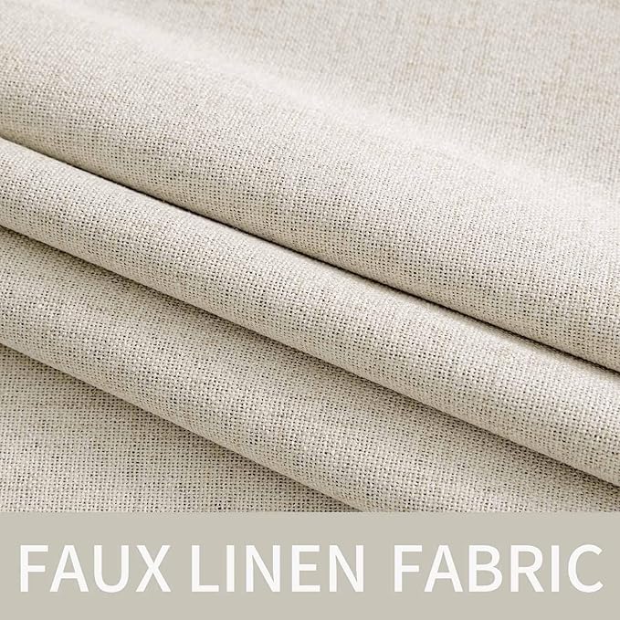 MIULEE Linen Texture Curtains for Bedroom Solid 100% Blackout Thermal Insulated Linen Beige Curtains Grommet Room Darkening Drapes for Living Room Nursery 52x96 Inch (2 Panels)