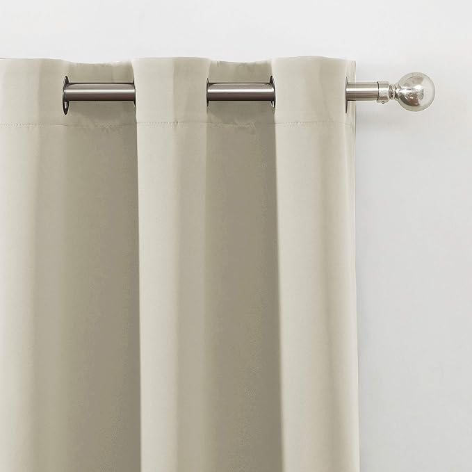 LEMOMO Light Beige Blackout Curtains 40 x 63 Inch Length/Set of 2 Curtain Panels/Thermal Insulated Room Darkening Blackout Curtains for Bedroom