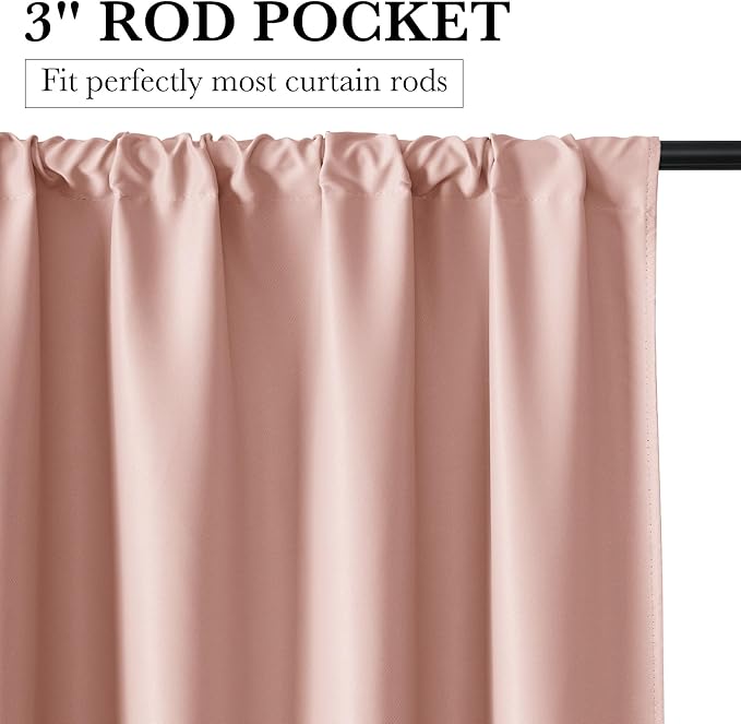 RYB HOME 100% Blackout Short Curtains for Small Window, Thermal Insulated Total Room Darkening Noise Reducing Curtains for Basement Bathroom RV Cars, 29 inches Wide by 24 inches Long, Peach Pink