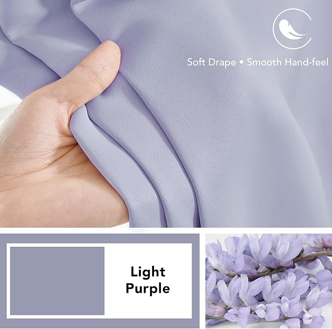Deconovo Short Blackout Curtains for Small Windows Thermal Insulated Rod Pocket and Back Tab Curtains 42Wx45L Inch Light Purple 2 Panels