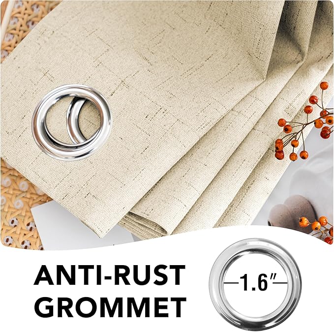 H.VERSAILTEX 100% Blackout Curtains for Bedroom Thermal Insulated POLYESTER,ACRYLIC Textured Curtains Heat and Full Light Blocking Drapes Living Room Curtains 2 Panel Sets, Bleached Sand, 52x84inch